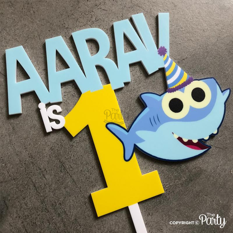 1st birthday baby shark theme cake topper – The Party, Dubai