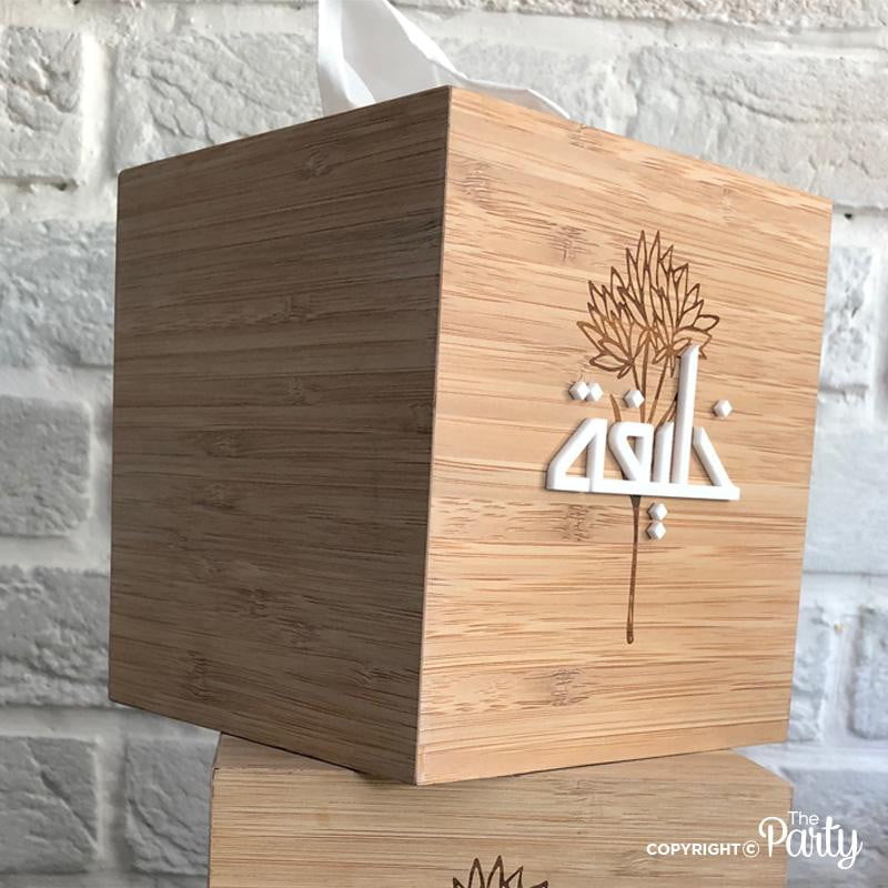 Acrylic Tissue Box Cover – Bamboo Wood – The Party, Dubai