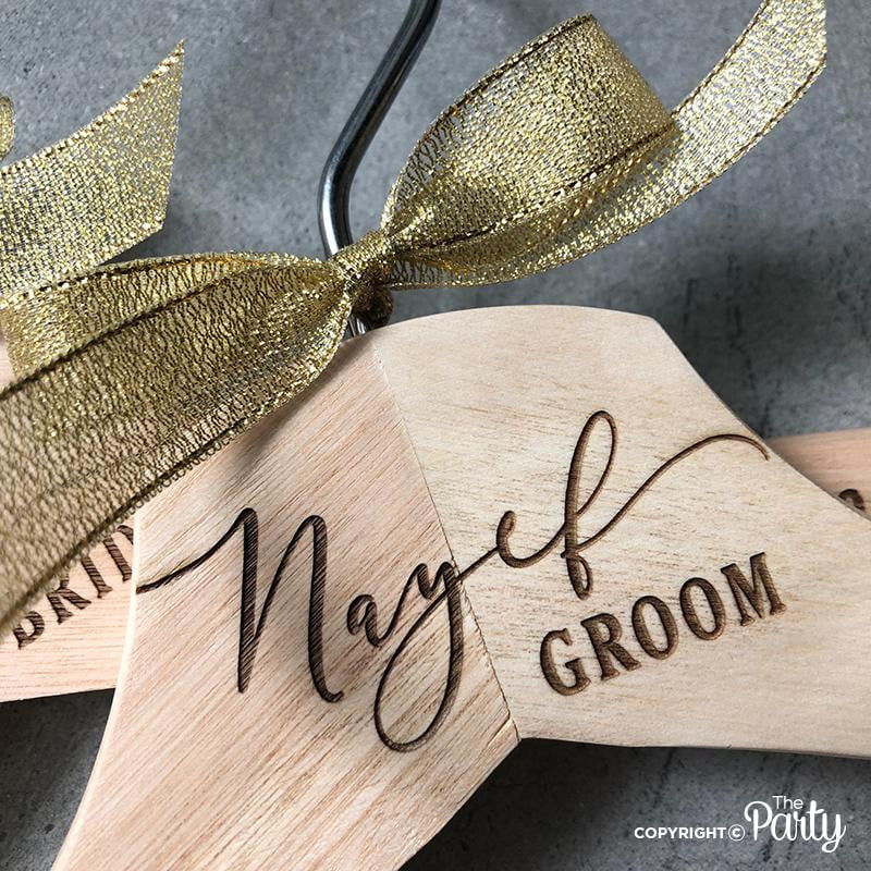 Set of 2 adult size engraved wooden hangers – The Party, Dubai