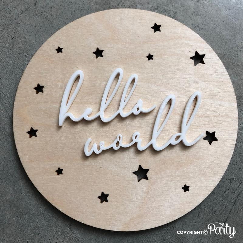 Hello world birth announcement plaque – The Party, Dubai